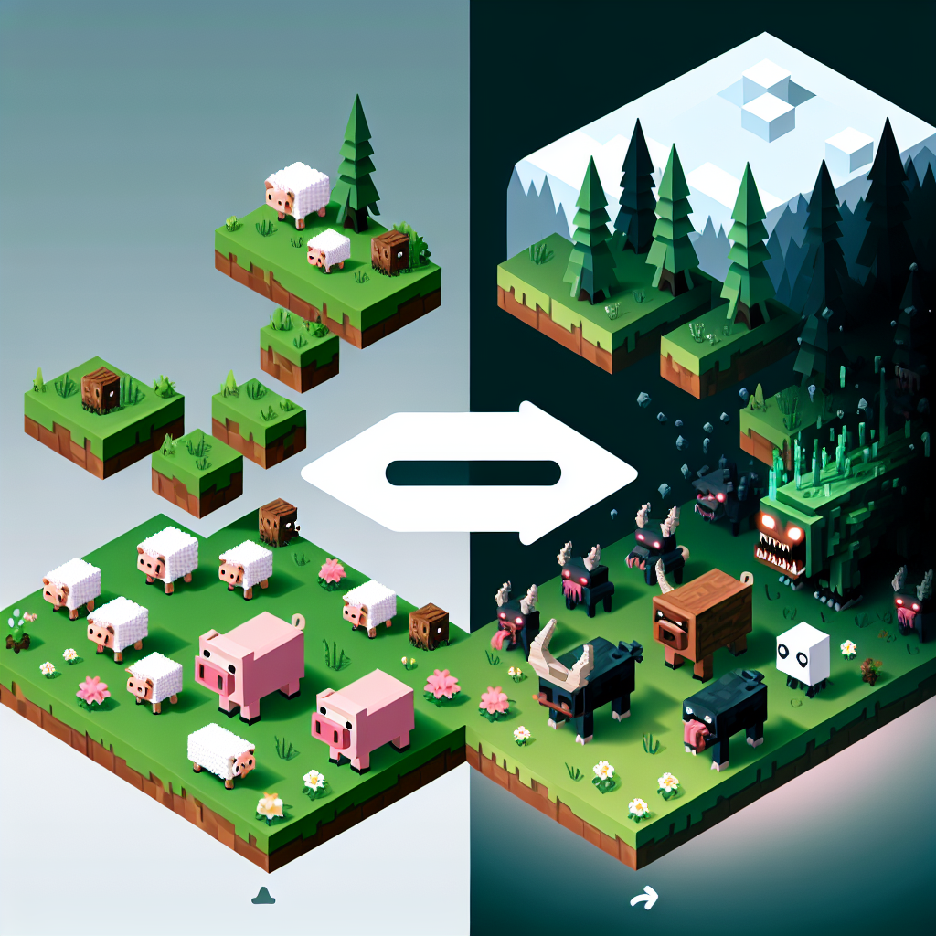 Exploring the Evolution of Minecraft Mobs from Passive Animals to Hostile Creatures